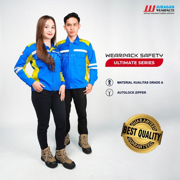 Juragan Wearfacts - Wearpack Atasan Warna Biru Benhur Kombinasi Kuning - S