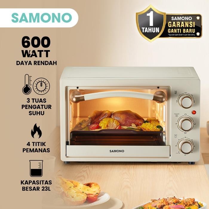SAMONO Oven Toaster Listrik Kapasitas Besar 23 Liter SW-EOG23 Pemanas Merata Atas Bawah Timer 60 Men