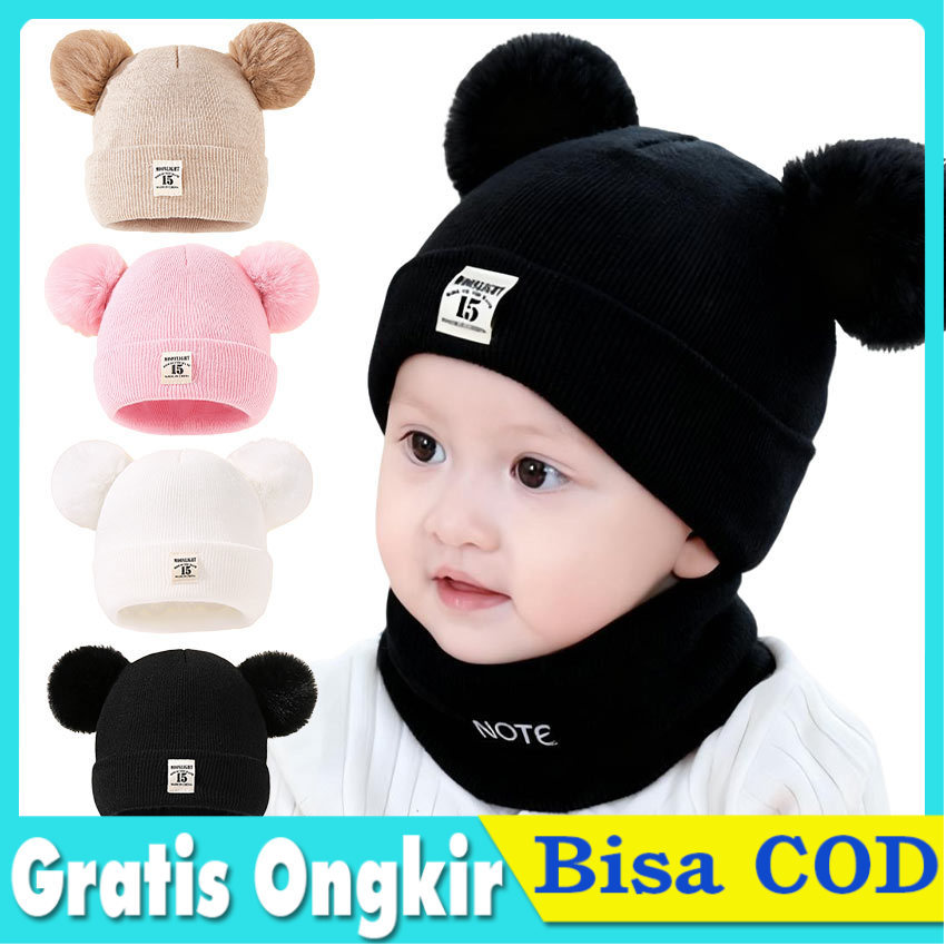 Topi Bayi Rajut Beanie Hat Anak 0-2 Tahun Katun Lembut Kuwuk Bayi Laki-Laki Perempuan Unisex Aksesor