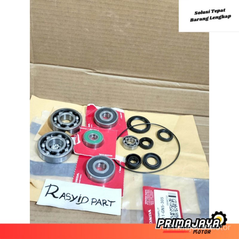 Bearing kruk as set kanan dan kiri + laher rasio plus seal mesin komplit Honda supra grand supra x l