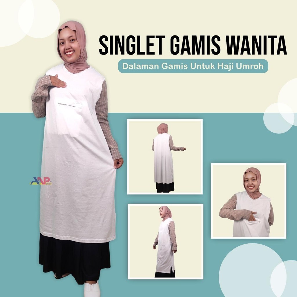 VIRAL Singlet Gamis Wanita Putih Panjang bahan Katun / Singlet Perlengkapan Haji dan Umroh Wanita / 