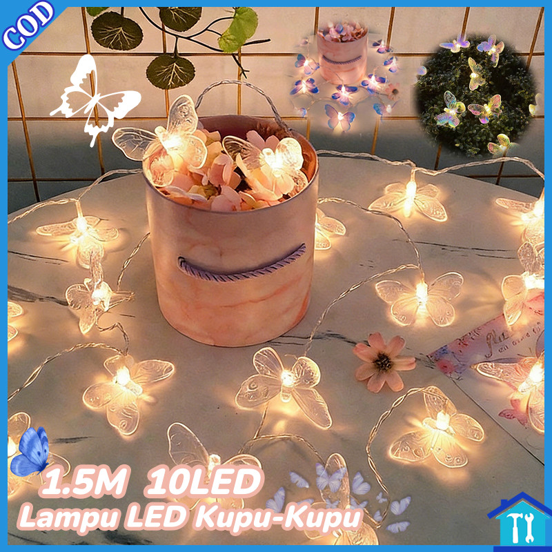 1.5M Lampu LED Kupu-Kupu Warna-Warni Dekorasi Dinding Lampu - Lampu Taman Outdoor & Dekorasi Ruangan