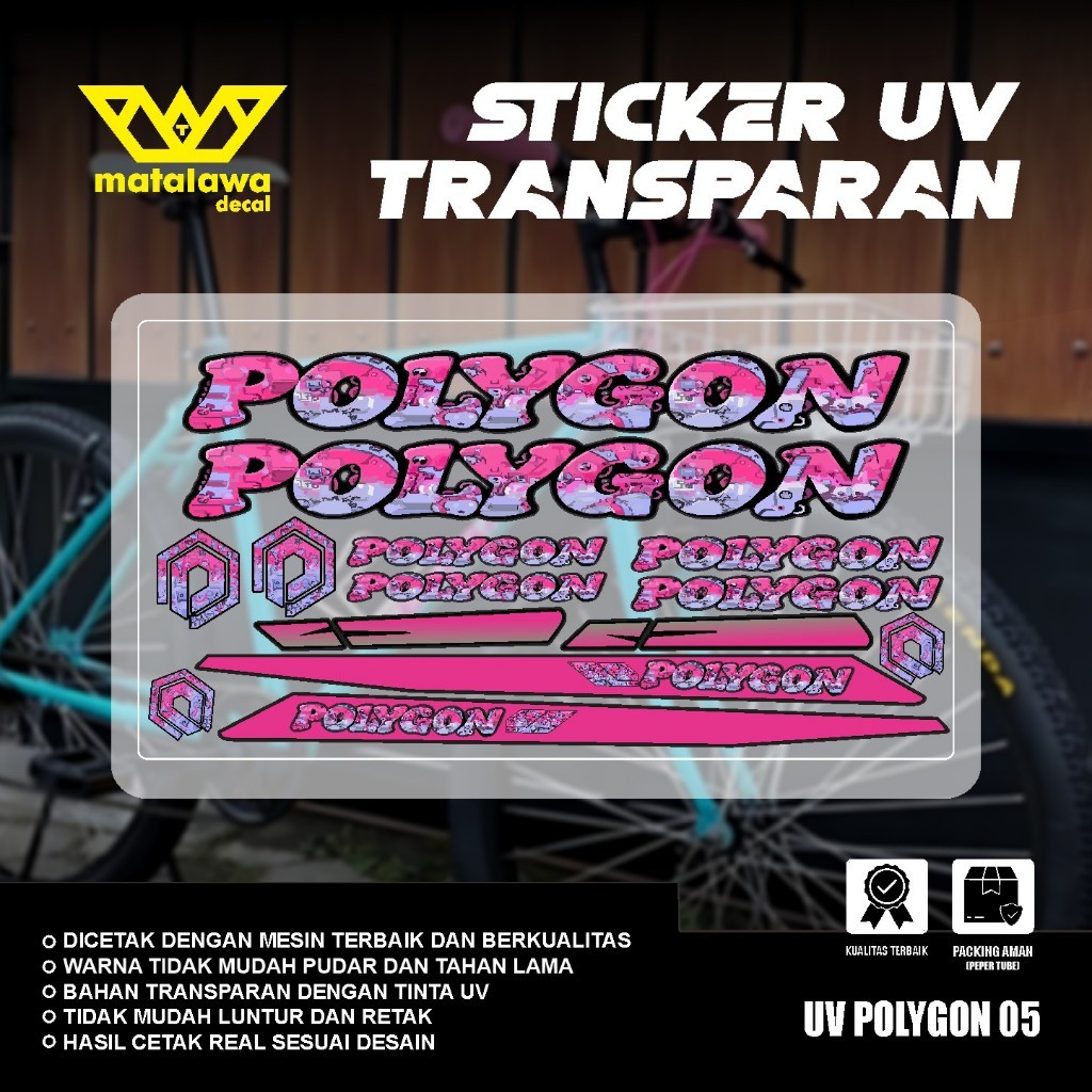 ORIGINAL Stiker Decal  POLYGON UV TRANSPARAN POLET Sepeda MTB Bike Kalcer SET 05 NEWARA