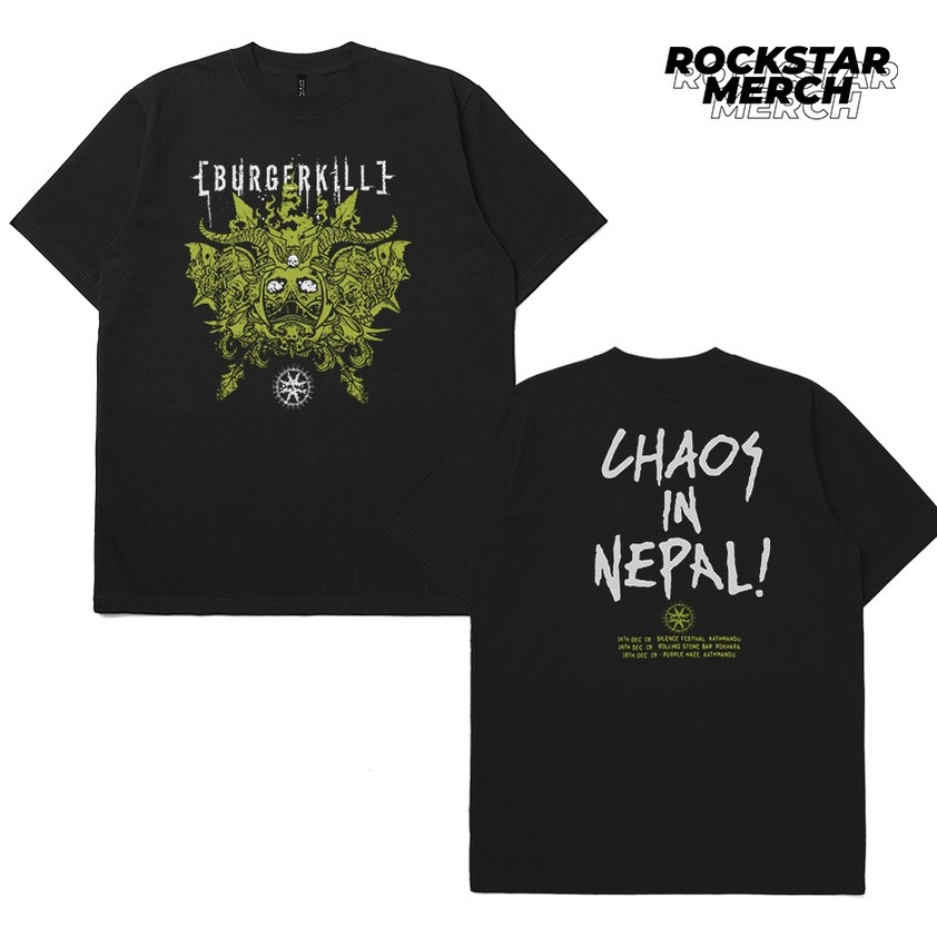 T-shirt Band Burgerkill Chaos In Nepal Bahan Cotton Combad 24s