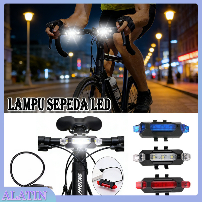 Lampu Sepeda LED Rechargeable Anti Air / Lampu Belakang Sepeda USB Rechargeable LED Lampu Sepeda Bel