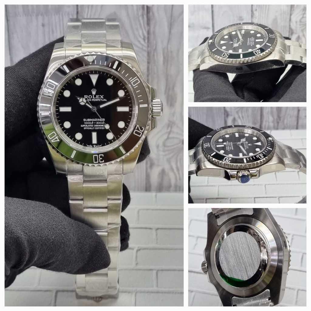 STYLEWATCH MAN SUBMARINER NO DATE SILVER BLACK BODY SWISS SAPPHIRE GLASS AUTOMATIC JAPAN MOVEMENT DI