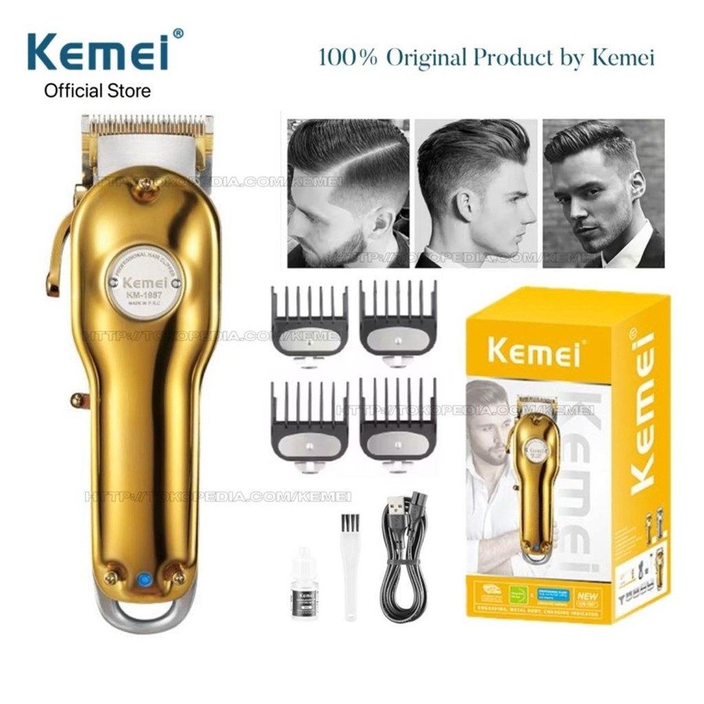Kemei KM-1987 Alat Mesin Cukur Rambut Kemei Rechargeable Professional Metal Electric LCD KM1987