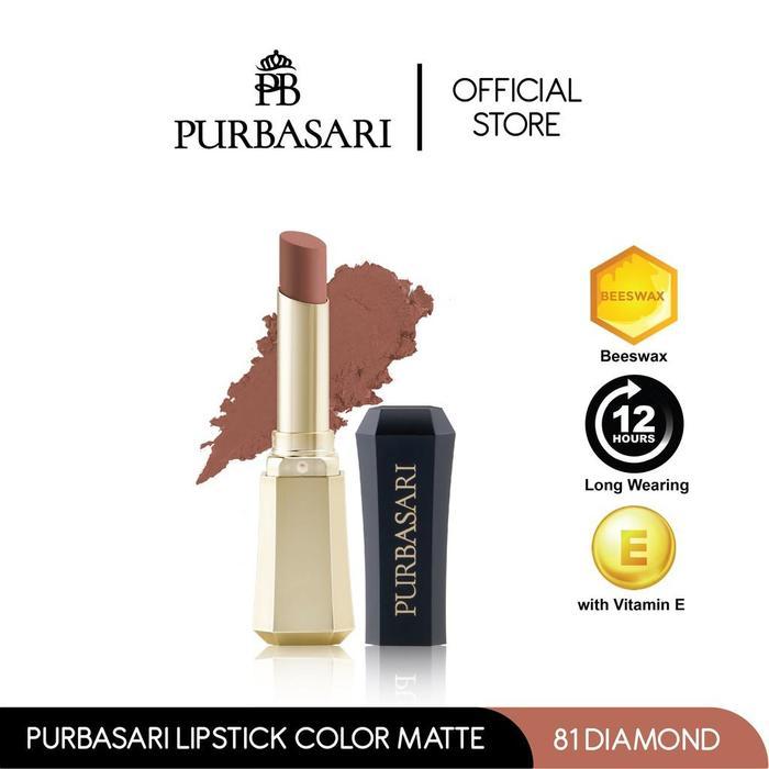 PURBASARI Lipstick Lipstik Color Matte 2.6g Original Bibir Kering - 81 - Diamond