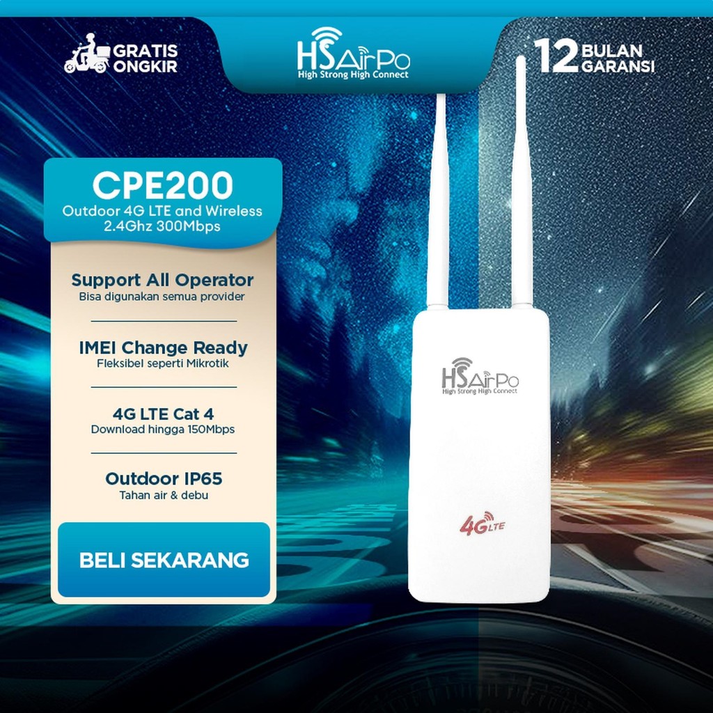 HSAirPo CPE200-4G-LTE CPE AP Access Point 4G LTE Outdoor Waterproof Anti Air Panas Hujan Wireless Wi