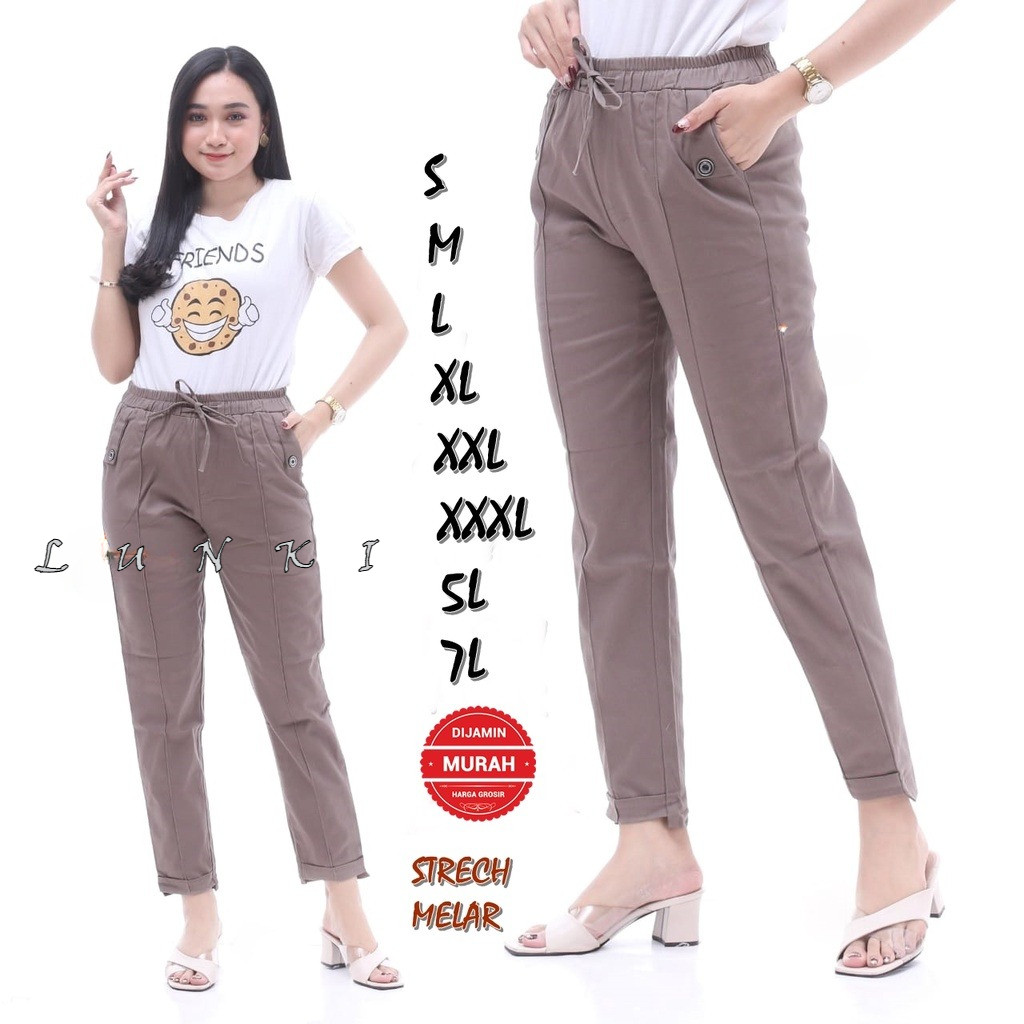 LUNKI - BAGGY PANTS TWILL STRETCH COMBED DIAMOND IMPOR (MELAR) KODE 031 SIZE S M L XL XXL XXXL 5L 7L