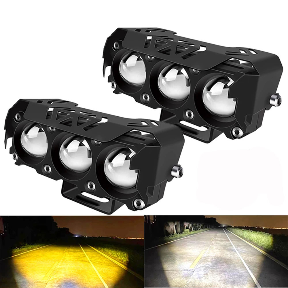 3 Lensa Lampu Motor Super Terang, Lampu Sorot LED, Lampu Kabut Motor, Lampu Tinggi Rendah, Lampu Ker