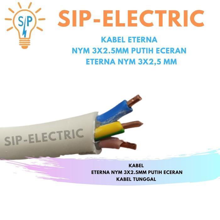 Toko Kabel Listrik - Kabel Eterna Nym 3X2.5Mm Putih Eceran / Eterna Nym 3X2,5 Mm