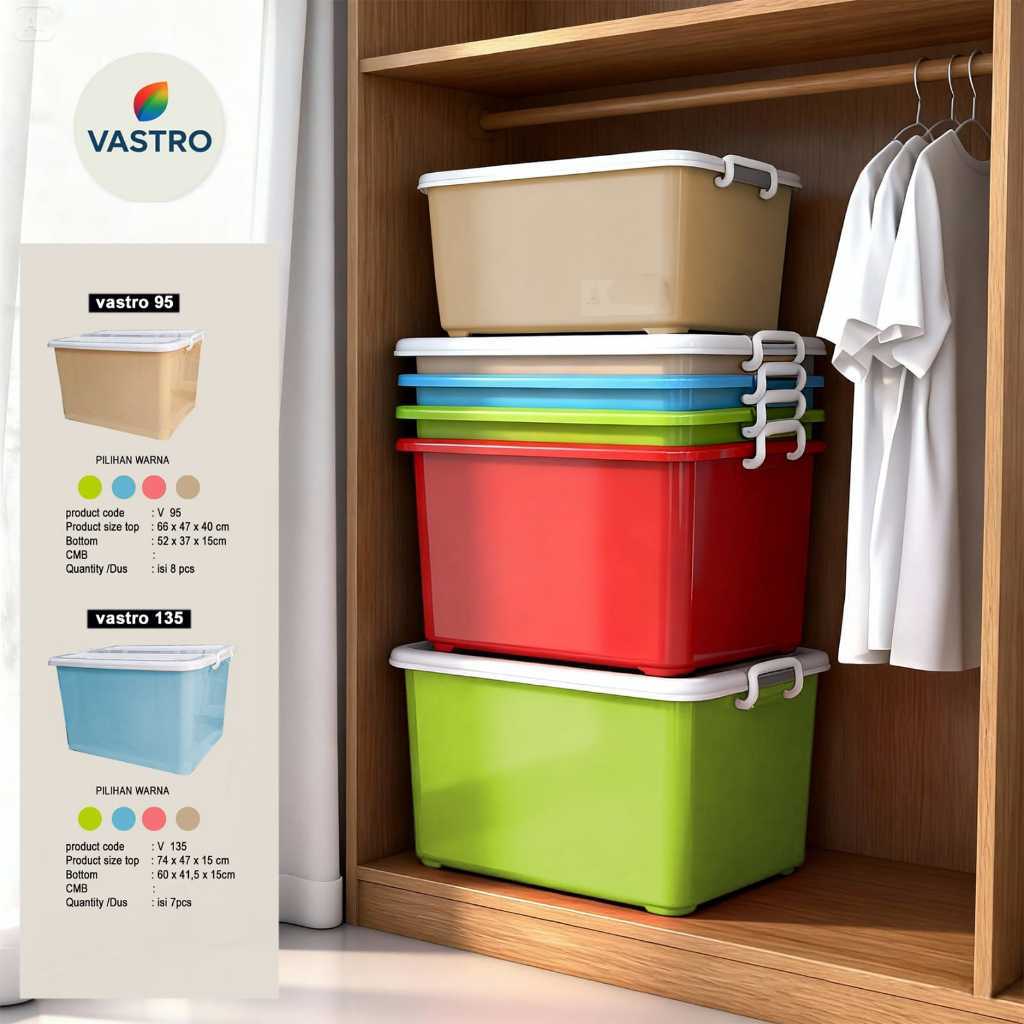 Storage Box Plastik Bertutup Serbaguna - VASTRO Box Penyimpanan Lemari