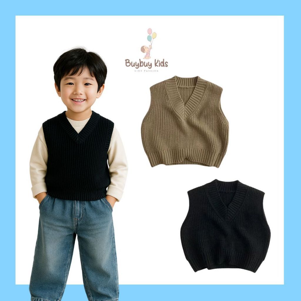 VEST RAJUT ANAK PREMIUM - JUN VEST - Rompi Knit Premium - Rompi Rajut Anak Perempuan Laki Laki - Kni