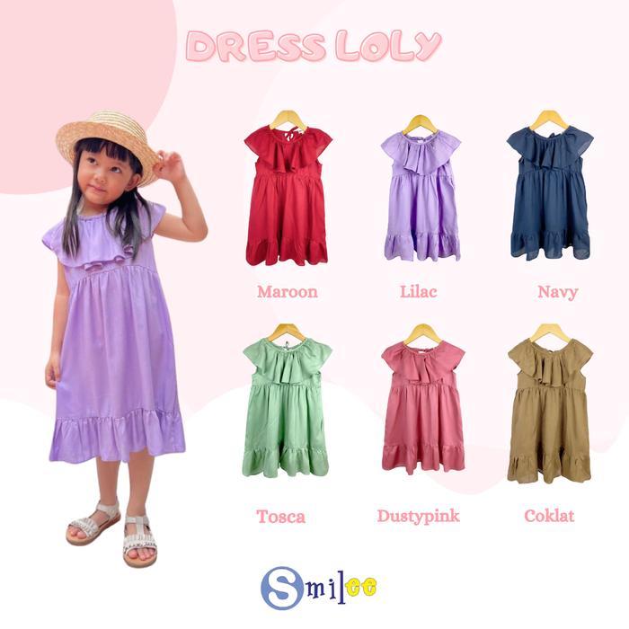 Smile Loly Maroon - Dress Anak 1-5Tahun Bahan Katun Rayon Nyaman untuk Perempuan Cewek Bayi TunikAna