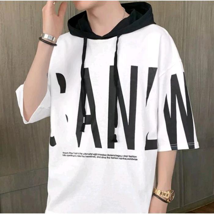 Kaos Hoodie Lengan Pendek Oversize - Hoodie Lengan Pendek Distro Pria Dewasa Tersedia Ukuran M fit L