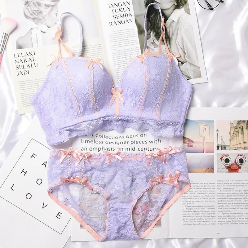 LadyAllure COD Set Bra Lace Manis Tanpa Kawat & Bekas - Teknologi Penyangga & Push Up Alami, Nyaman