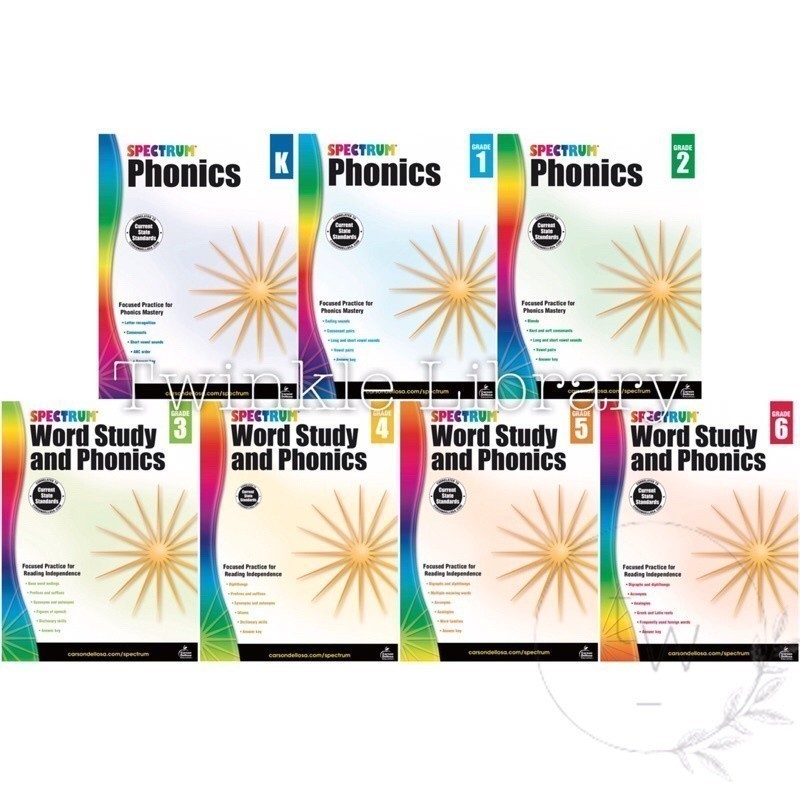 BUKU CETAK Spectrum Phonics Grade K 1 2 / Word Study and Phonics Grade 3 4 5 6 |TK SD