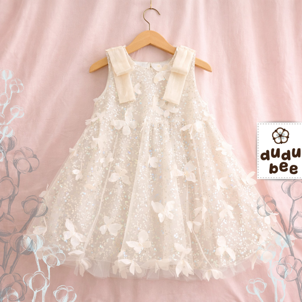 Dress MIRANDA KUPU IVORY 2-10T gaun Pesta mewah Anak Perempuan Putri DUDUBEE