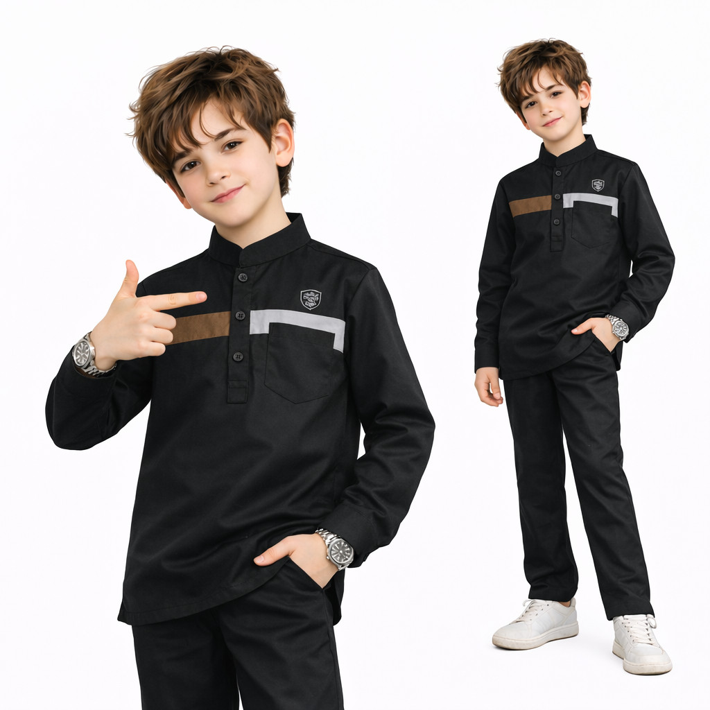 FRANCISS.ID ALZIAN Setelan Koko Kurta Anak Premium Usia 9-16 Tahun Lengan Panjang Wildan Series Alzi