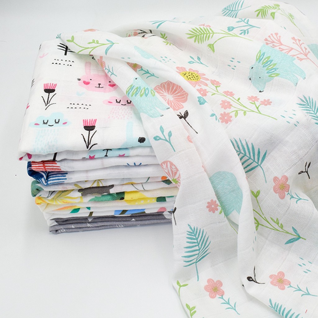 1Pc Muslin 100% Cotton Baby Swaddles Soft Newborn Wrap  Style Infant Blankets 120*110CM
