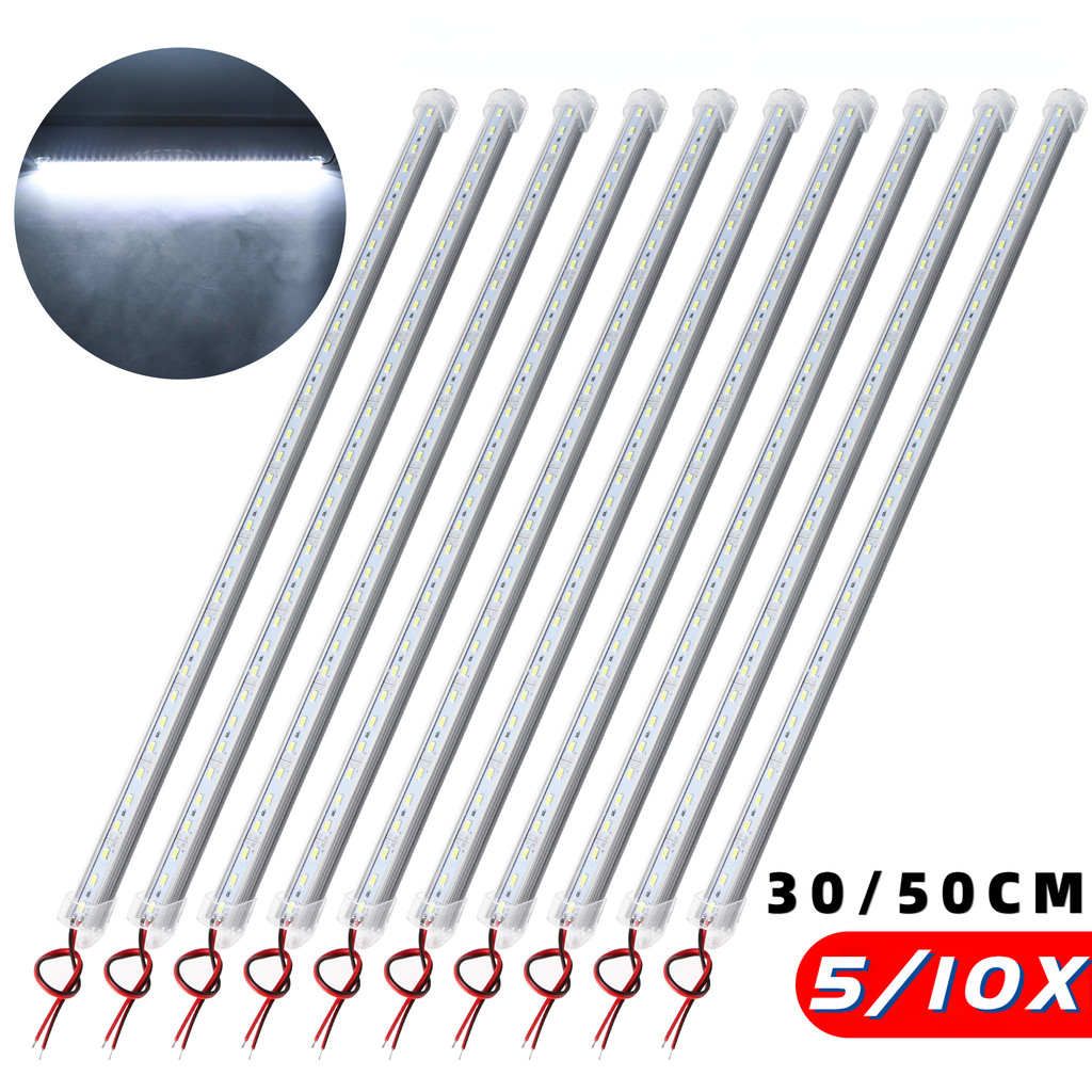 5/10PCS 12V 30/50CM Lampu LED Interior Mobil, Strip Lampu Transparan Kaku untuk Van, Bus, Karavan, L