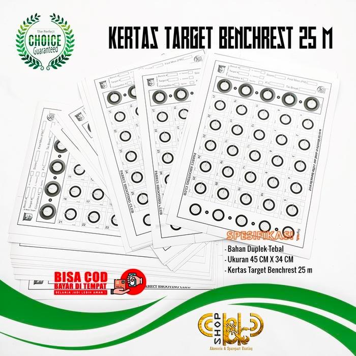 Kertas Target Sasaran Tembak 25 Meter Banchrest Lesan BR25 Tebal