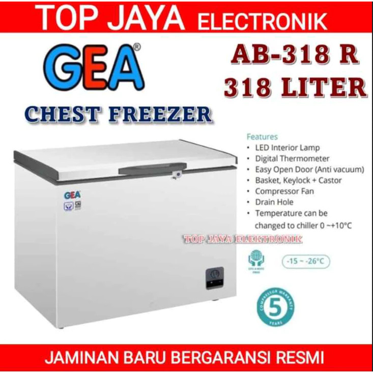 CHEST FREEZER GEA 318R 300 LITER/BOX FREEZER GEA 300 LITER AB-318 R NEW SERIES