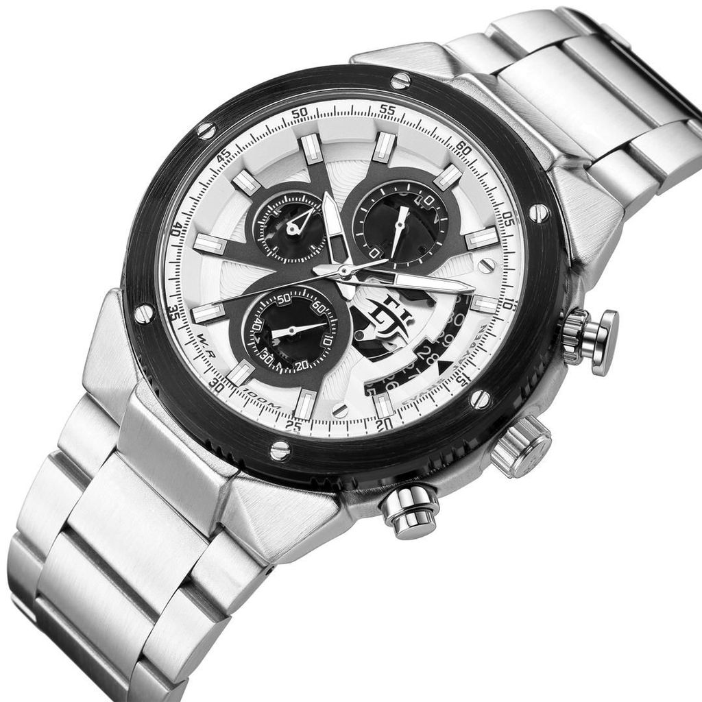 BUY 1 GET 1Evans Jayden Jam Tangan Pria EJ 9562 Rantai Stainless Steel Chronograph Kaca Sapphire Wat