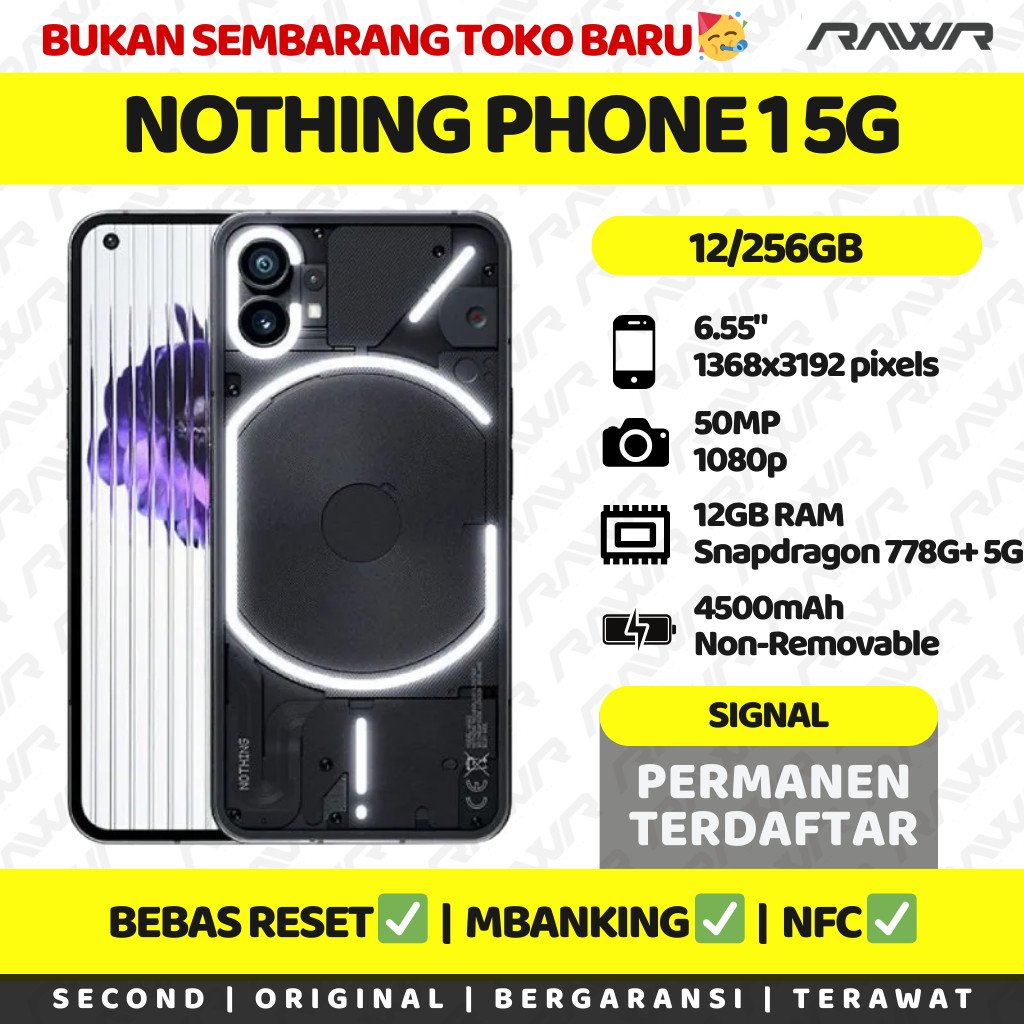 Nothing Phone (1) 5G 8/128GB 8/256GB gen 1 Second Original