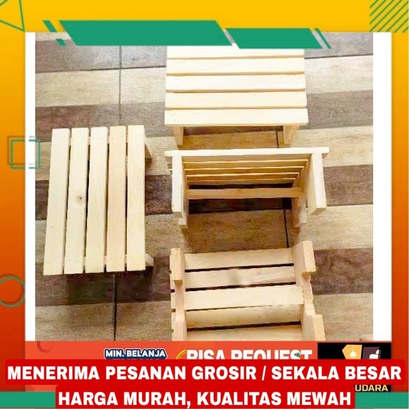 bangku jongkok kayu/bangku kecil/dingklik kayu solid natural
