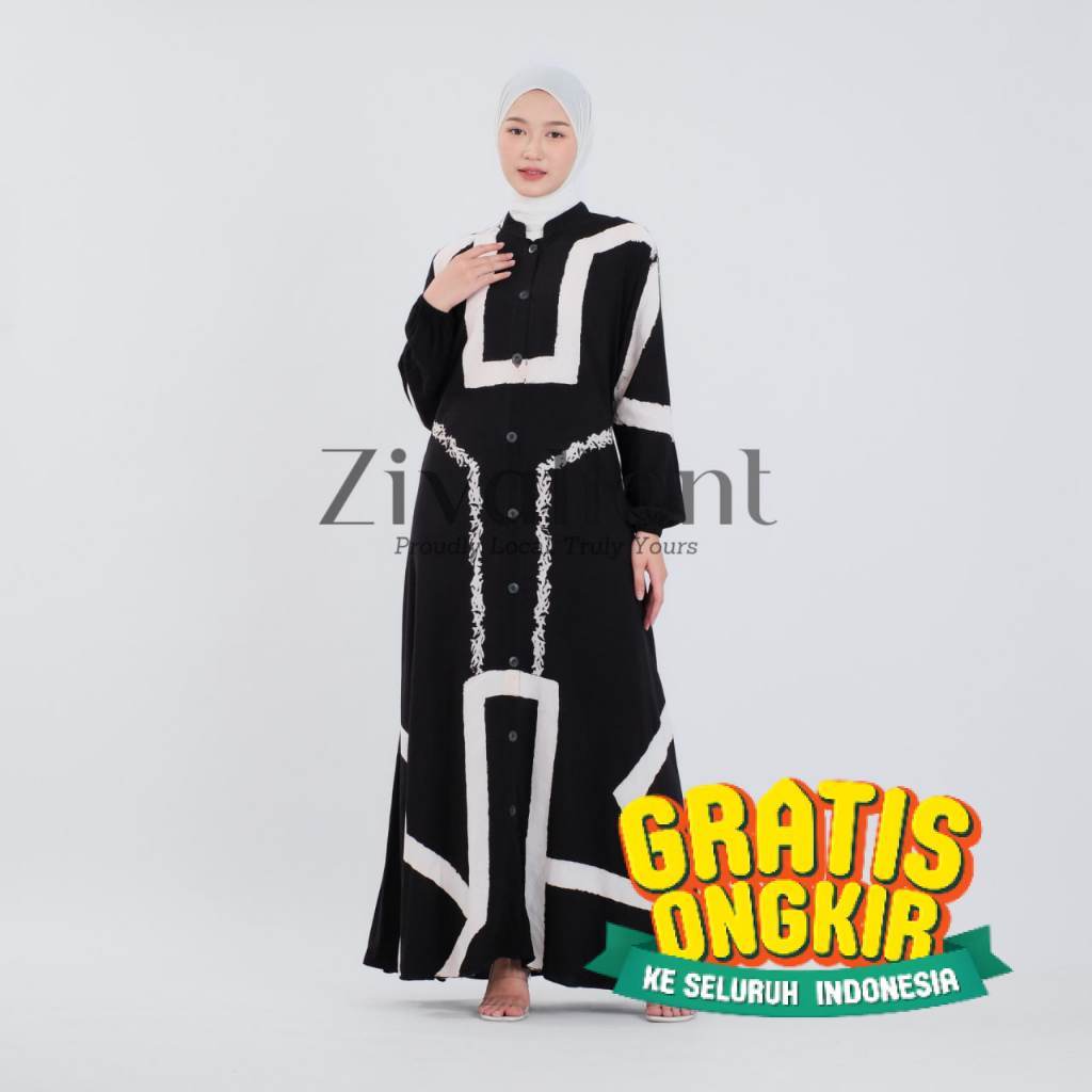 ZIVALLENT Khanza Series - Gamis Batik Wanita Terbaru Motif Mewah Elegan- pakaian wanita lainnya