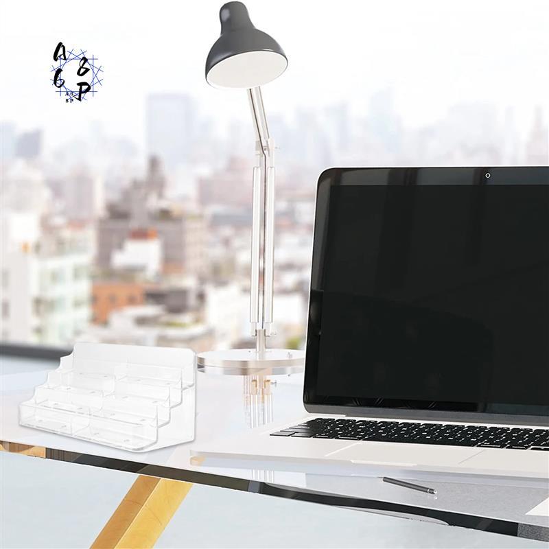 A68PBusiness Card Holder, 8 Pocket Acrylic Business Card Holder For Desk Business Card Stand Desktop