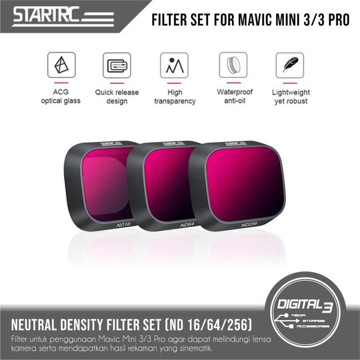 STARTRC ND Filter Set Lens DJI Mini 3/3 PRO (ND16 ND64 ND256) Lensa