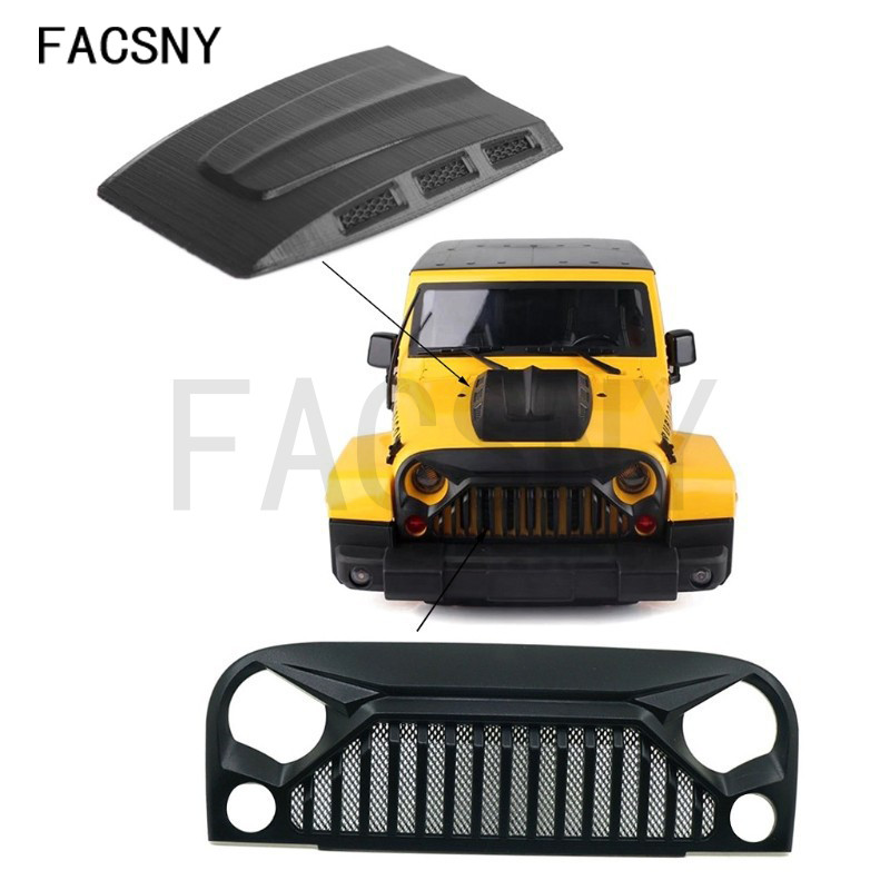 RC Car Air Inlet Grille Front Face Engine Hood for 1/10 RC Crawler Axial SCX10 90046 Jeep Wrangler R
