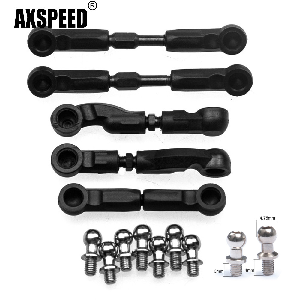 AXSPEED Completed Plastic Tie Rod Set Steel Ball Head End for 3Racing Sakura D4 AWD RWD 1/10 RC Drif