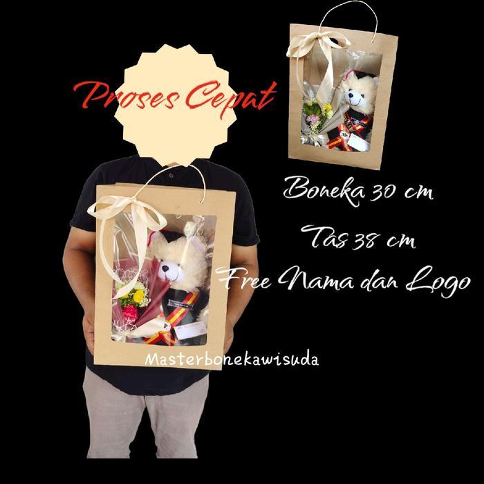 BB 30 cm Tas Hampers wisuda Tas mika boneka / buket bunga artificial/ kado wisuda  / tanpa buket uan