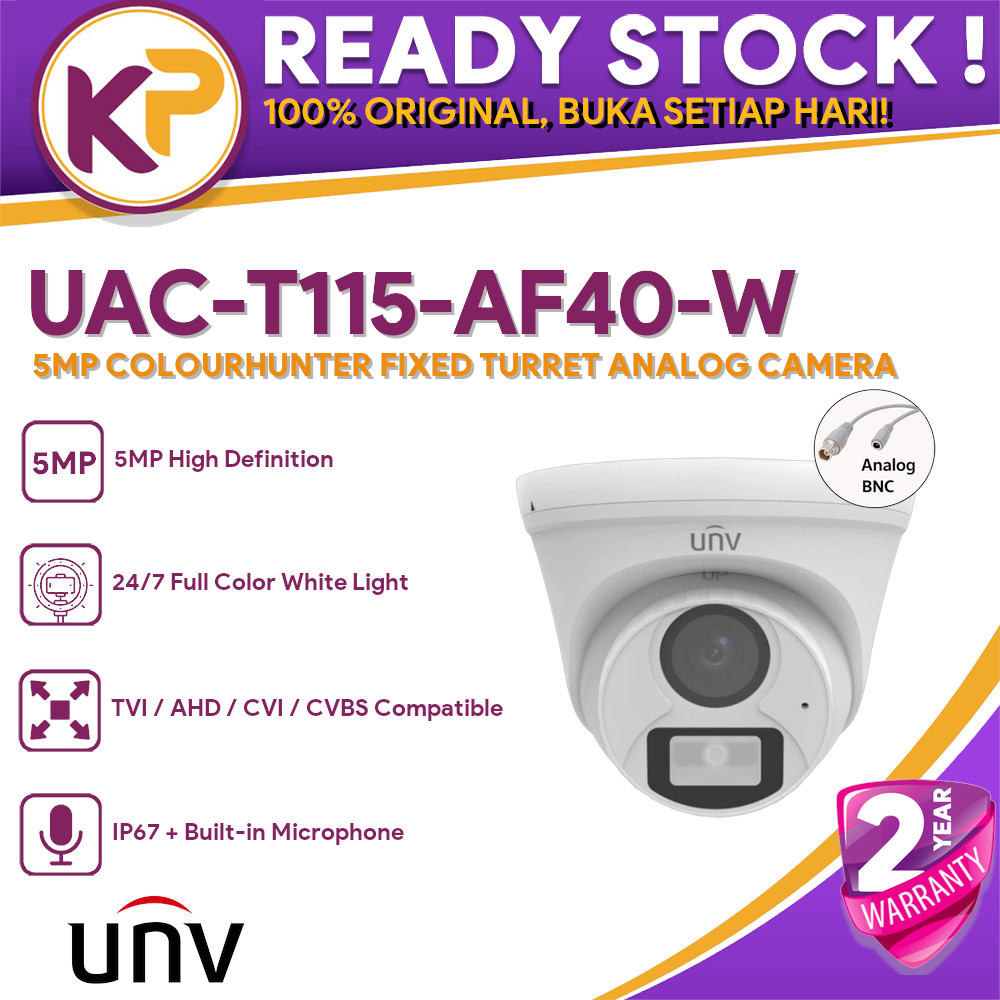 UNV UAC-T115-AF40-W UNIVIEW UNIVIEW 5MP COLOURHUNTER FIXED TURRET ANALOG CAMERA
