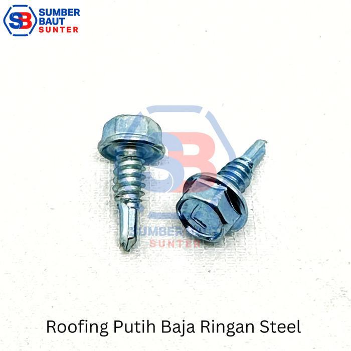 Skrup Baja Ringan 10x16 Roofing Putih Steel Moon Lion