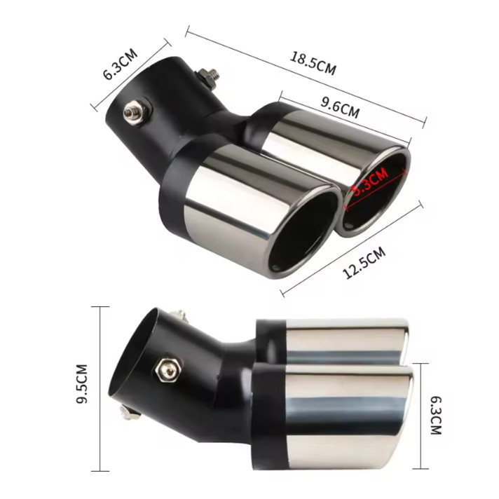 Pipa Knalpot Mobil Krom Otomatis Stainless Steel, Aksesoris Mobil Universal, Pipa Knalpot Lengkung G
