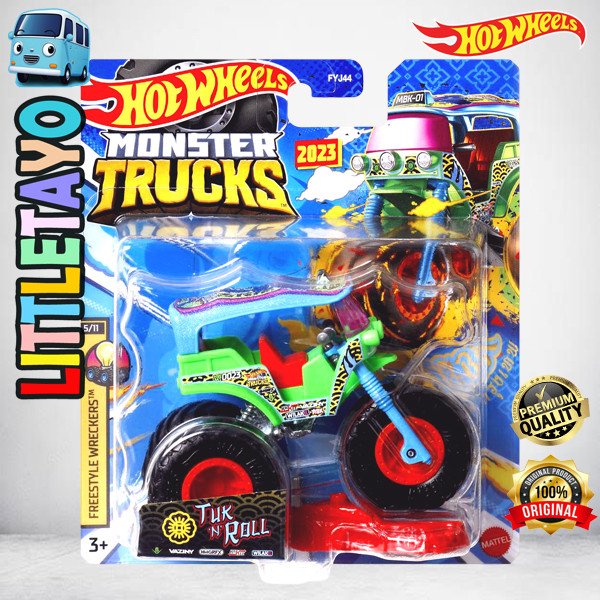 Hot Wheels Monster Trucks Tuk N Roll Hijau Diecast Truck Mobil Bemo