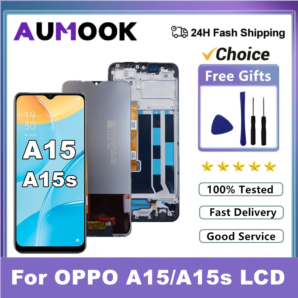 A15 A15s LCD For OPPO A15 CPH2185 LCD With Frame splay Tou Screen gitizer Assembly Replacement For O