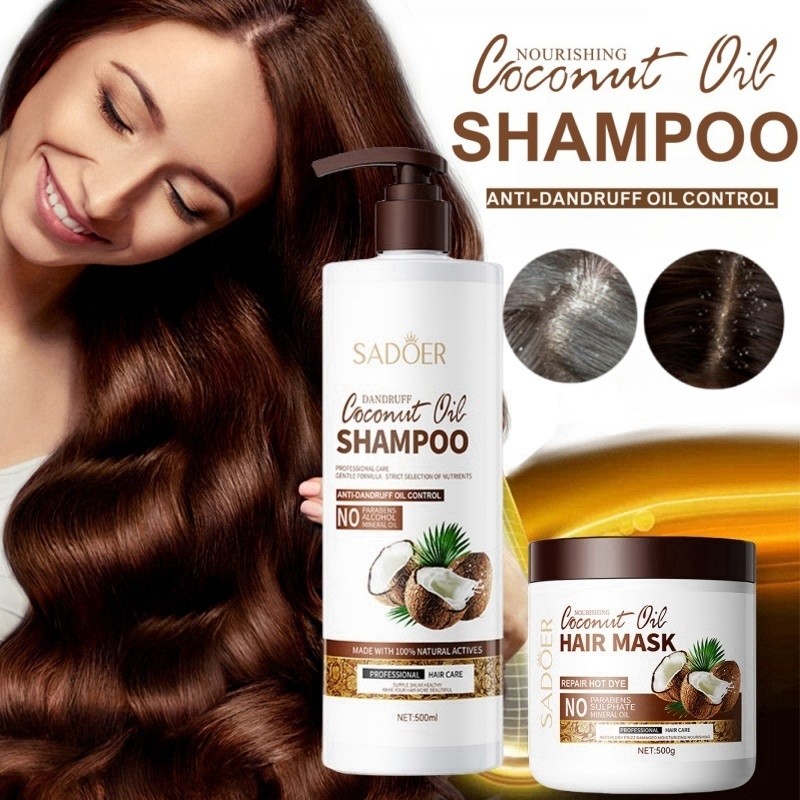 SADOER Shampo Anti Ketombe Shampo Kelapa Memperbaiki Kulit Kepala Kontrol minyak Sampo Penghilang ke