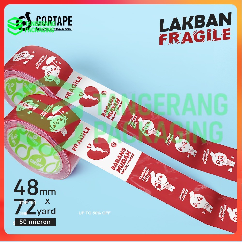 LAKBAN FRAGILE MASCOT 48MM X 72Y