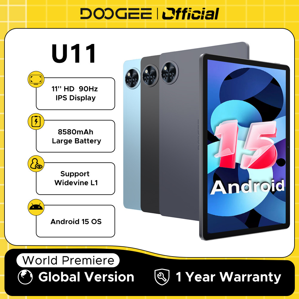 Global Version DOOGEE U11 Tablet 16GB(4+12) 128GB 11" Ultra-clear 90Hz splay Octa-core 8580mAh Batte
