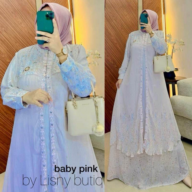 Avasya Dress Payet mutiara mewah plisket, Gamis Rompi , Gamis blezer lepas pasang , Gamis pesta mewa