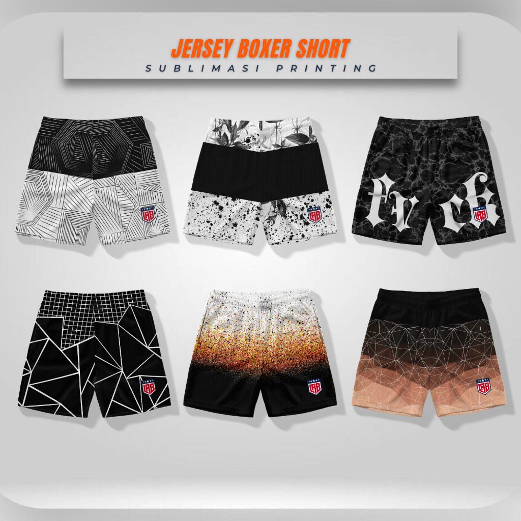 GCB05 - Boxer jersey pria wanita XXL | Celana pendek printing sublim | Celana dalam kolor jumbo
