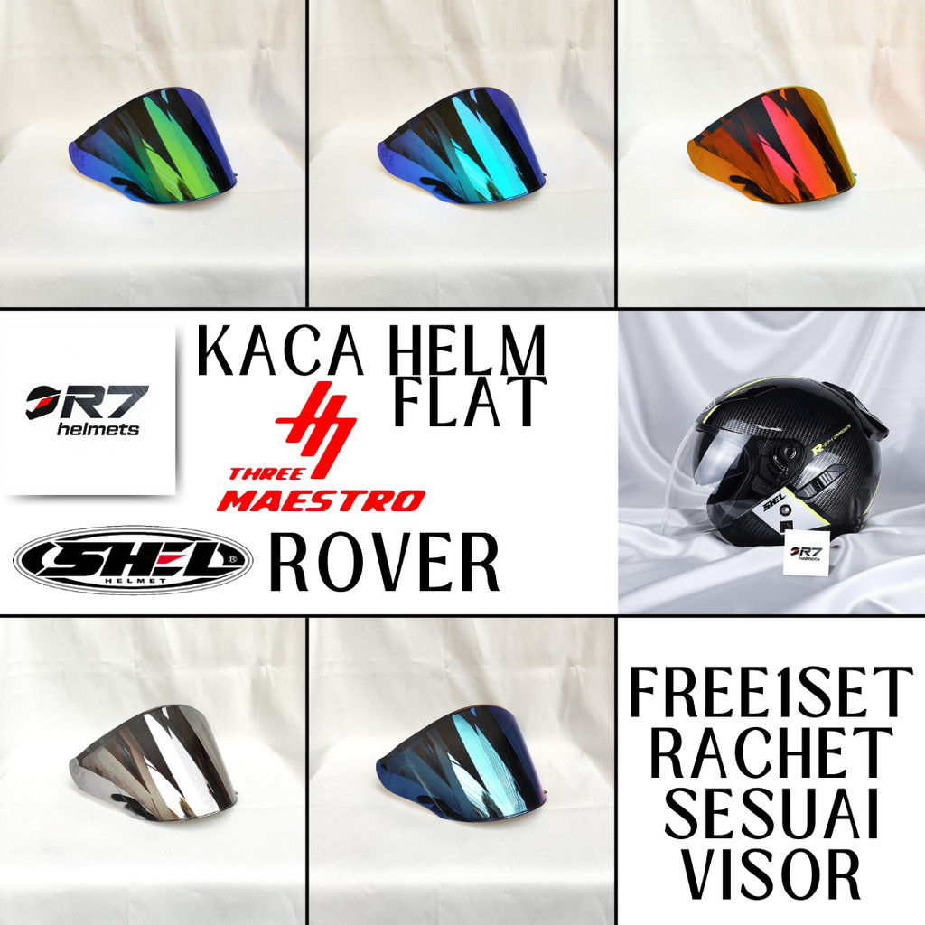 Kaca Helm SHELL EQUALIZER | ROVER R-814 Visor Helmet FLAT free Rachet Three maestro iridium murah tm