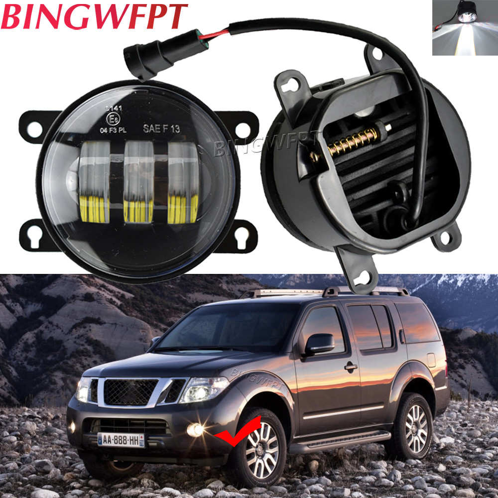 2PCS Lampu Kabut LED Bumper Depan Mobil, Rakitan Lampu Depan Untuk Nissan Pathfinder R51 Navara D40 