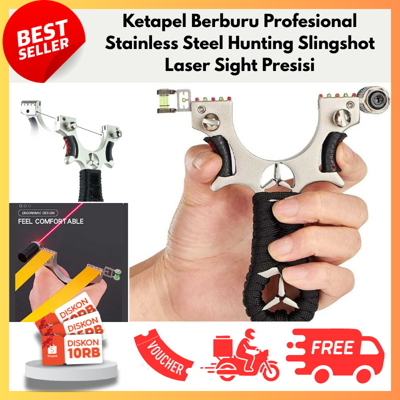 Ketapel Berburu Profesional Stainless Steel Hunting Slingshot Laser Sight Presisi